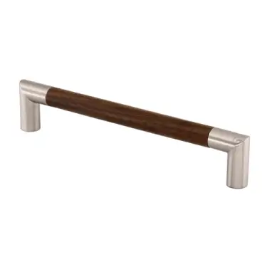 Click Here To Enlarge This Photo Of W7623-192-WAL M&period;Marcus Wooden Cabinet Pull Handle Angle Design 192mm Walnut Finish