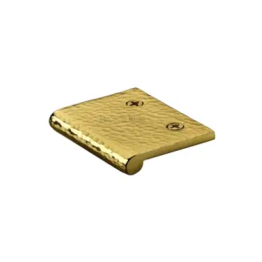 Click Here To Enlarge This Photo Of HAMEP50 38-PB Heritage Brass Hammered EP Edge Pull Cabinet Handle 50mm Polished Brass finish