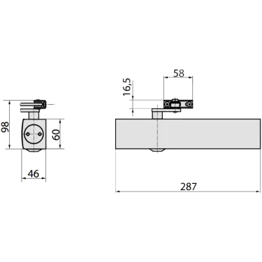 Click Here To Enlarge This Photo Of 102845 GEZE TS4000S Silver Power Size 1-6 Heavy Duty Overhead Door Closer with Backcheck & Delayed Action &lpar;Complete with Arm & PA Bracket&rpar;