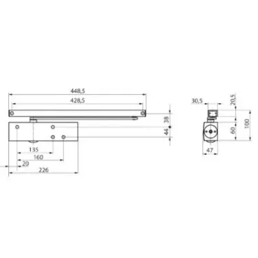 Click Here To Enlarge This Photo Of GEZE TS3000B Power Size 2-4 Slimline Cam Action Overhead Door Closer with Backcheck &lpar;Complete with Guide Rail & Cover&rpar;