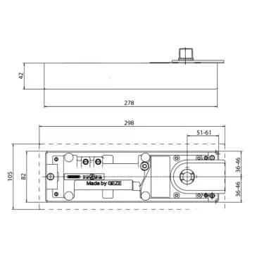 Click Here To Enlarge This Photo Of GEZE TS500NV Silver Power Size 1-4 Floor Spring Door Closer for Single&sol;Double Action Doors with Backcheck