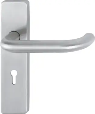 Click Here To Enlarge This Photo Of E138F&sol;202K-A4 &lpar;AR361&sol;12&rpar; Hoppe Lock Levers 57mm Centres on Plate - Satin Stainless Steel &lpar;87100964&rpar;