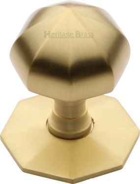 Click Here To Enlarge This Photo Of V880-SB Heritage Brass Octagon Centre Door Knob 2 &half;" Satin Brass Finish