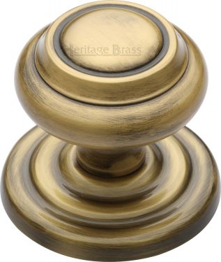 Click Here To Enlarge This Photo Of V905-AT Heritage Brass Centre Door Knob Round Design 3 &half;" Antique Brass Finish