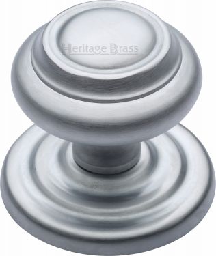Click Here To Enlarge This Photo Of V905-SC Heritage Brass Centre Door Knob Round Design 3 &half;" Satin Chrome Finish