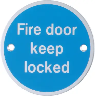 Click Here To Enlarge This Photo Of AR901 Hoppe 76mm &OpenCurlyDoubleQuote;Fire Door Keep Locked&rdquo; Sign - Satin Anodised Aluminium &lpar;8511242&rpar;