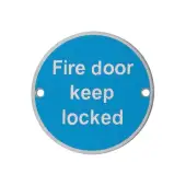 AR901 Hoppe 76mm &OpenCurlyDoubleQuote;Fire Door Keep Locked&rdquo; Sign - Polished Stainless Steel &lpar;8511235&rpar;