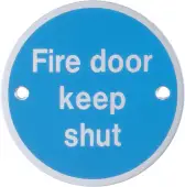 AR902 Hoppe 76mm &OpenCurlyDoubleQuote;Fire Door Keep Shut&rdquo; Sign - Satin Anodised Aluminium &lpar;8511277&rpar;