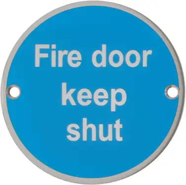 Click Here To Enlarge This Photo Of AR902 Hoppe 76mm &OpenCurlyDoubleQuote;Fire Door Keep Shut&rdquo; Sign - Satin Stainless Steel &lpar;8511284&rpar;