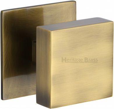Click Here To Enlarge This Photo Of V908-AT Heritage Brass Centre Door Knob Square Design 3" Antique Brass Finish