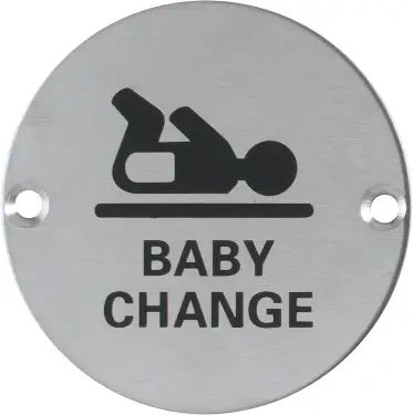 Click Here To Enlarge This Photo Of AR913-SSS Hoppe 76mm Circular Baby Change Symbol - Satin Stainless Steel &lpar;87105708&rpar;