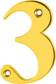 AR740-3-PBR Hoppe 79mm Face Fix Numeral 3 - Polished Brass &lpar;87143617&rpar;