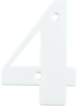 Click Here To Enlarge This Photo Of AR740-4-WHT Hoppe 79mm Face Fix Numeral 4 - White &lpar;87143631&rpar;