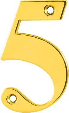 Click Here To Enlarge This Photo Of AR740-5-PBR Hoppe 79mm Face Fix Numeral 5 - Polished Brass &lpar;87143673&rpar;