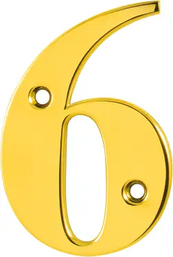 Click Here To Enlarge This Photo Of AR740-6-PBR Hoppe 79mm Face Fix Numeral 6 & 9 - Polished Brass &lpar;87143701&rpar;