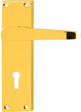 Click Here To Enlarge This Photo Of AR5000&sol;12 Hoppe Victorian Straight Standard Key Lock Levers on Plate - Polished Brass &lpar;87115916&rpar;