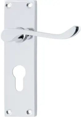 Click Here To Enlarge This Photo Of AR5001&sol;13 Hoppe Victorian Scroll Euro Profile Lock Levers on Plate - Polished Chrome &lpar;87116063&rpar;