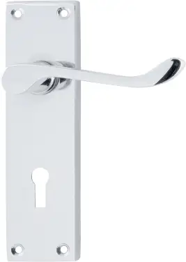 Click Here To Enlarge This Photo Of AR5001&sol;12 Hoppe Victorian Scroll Lock Levers on Plate - Polished Chrome &lpar;87116056&rpar;