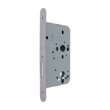 Click Here To Enlarge This Photo Of AR8102-R-60-SSS Hoppe Euro Profile DIN Deadlock Radius Forend 60mm Backset - Satin Stainless Steel &lpar;87134350&rpar;