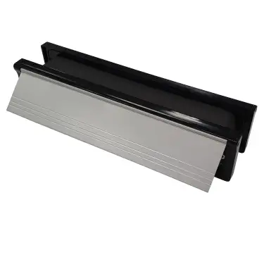 Click Here To Enlarge This Photo Of AFTLBFXC&sol;30SAA Astroflame FX Telescopic Intumescent Letter Box &lpar;30min&rpar; 12 inch Satin Anodised Aluminium &lpar;ABS Plastic Black Frame&rpar;