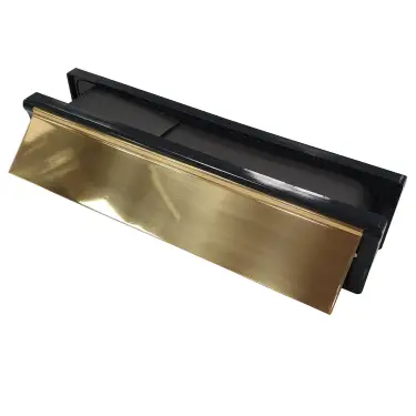 Click Here To Enlarge This Photo Of AFTLBFXC&sol;30PB Astroflame FX Telescopic Intumescent Letter Box &lpar;30min&rpar; 12 inch Solid Brass &lpar;ABS Plastic Black Frame&rpar;