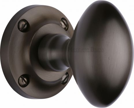Click Here To Enlarge This Photo Of V960-MB Heritage Brass Mortice Knob on Rose Suffolk Design Matt Bronze Finish