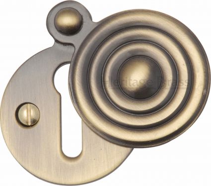 Click Here To Enlarge This Photo Of V972-AT Heritage Brass Covered Keyhole Reeded Antique Brass Finish