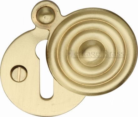 Click Here To Enlarge This Photo Of V972-SB Heritage Brass Covered Keyhole Reeded Satin Brass Finish