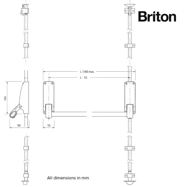 Click Here To Enlarge This Photo Of BRITON 376&period;SE Single Door Push Bar Vertical Panic Bolt - Silver