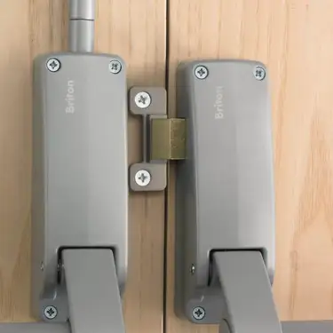 Click Here To Enlarge This Photo Of BRITON 377&period;SE Double Rebated Door Push Bar Panic Exit Set - Silver