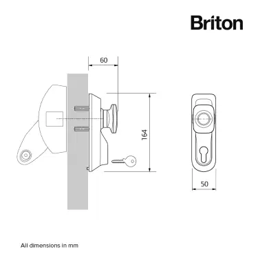 Click Here To Enlarge This Photo Of BRITON 1413&period;KE&period;SE Knob Operated Outside Access Device - Silver