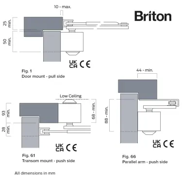 Click Here To Enlarge This Photo Of BRITON 2003V&period;SES Adjustable Power Size 2-4 Overhead Door Closer - Silver