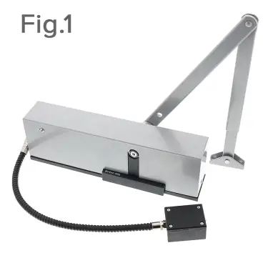 Click Here To Enlarge This Photo Of BRITON 9963&sol;01 Fixed Power Size 3 Electromagnetic Hold Open&sol;Free Swing Door Closer - Silver &lpar;Fig 1 - Pull Side Mounted&rpar;