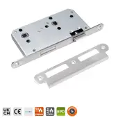 BRITON 5430&period;60&period;R&period;SS DIN Bathroom Lock Case with Radius Corners - 78mm Centres - 60mm Backset - Satin Stainless Steel