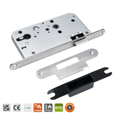 Click Here To Enlarge This Photo Of BRITON 5440&period;60&period;R&period;SS DIN Latch Case with Radius Corners - 60mm Backset - Satin Stainless Steel