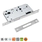 BRITON 5410&period;60&period;S&period;SS DIN Euro Profile Deadlock Case with Square Corners - 60mm Backset - Satin Stainless Steel
