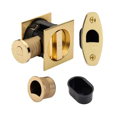 Click Here To Enlarge This Photo Of SQ2801-50-PB Heritage Brass Tubular Hook Lock with Square Flush Privacy Turn & Release Polished Brass