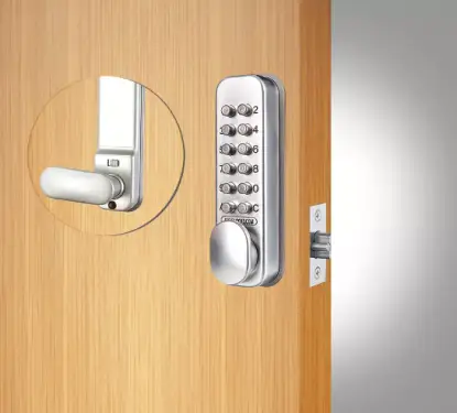Click Here To Enlarge This Photo Of Codelocks CL160 SG Light Duty QuickCode Mechanical Digital Lock with 60mm Tubular Latch & Hold Open Function - Silver