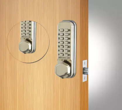 Click Here To Enlarge This Photo Of Codelocks CL290 SS Back to Back Light Duty Mechanical Digital Lock with 60mm Tubular Latch - Stainless Steel
