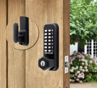 Click Here To Enlarge This Photo Of Codelocks CL255 KEY BK MG Light Duty Mechanical Digital Lock with 60mm Tubular Latch&comma; Key Override & Hold Open Function - Black Marine Grade