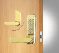 Codelocks CL415 PB Medium Duty Mechanical Digital Lock with 60mm Tubular Latch & Code Free Option - Polished Brass
