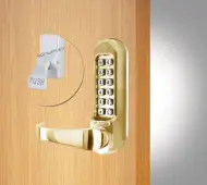 Codelocks CL505 PB PK Heavy Duty Mechanical Digital Lock with Code Free Option &lpar;Front Plate Only for use with Panic Hardware&rpar; - Polished Brass