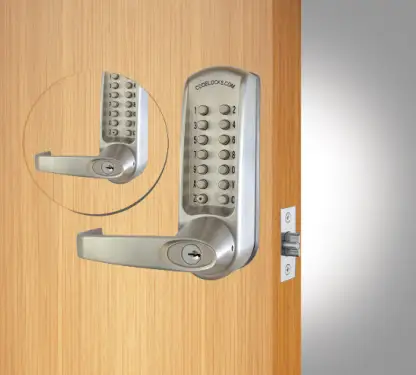 Click Here To Enlarge This Photo Of Codelocks CL615 BS BB Back to Back Heavy Duty Mechanical Digital Lock with 60mm Tubular Latch&comma; Code Free Option & Key Override - Brushed Steel