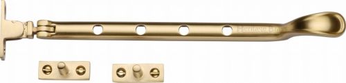 Click Here To Enlarge This Photo Of V990 10-SB Heritage Brass Casement Window Stay Spoon Pattern 10" Satin Brass Finish