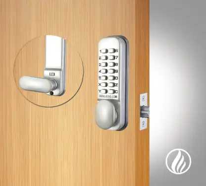 Click Here To Enlarge This Photo Of Codelocks CL155 FIRE RATED Light Duty Mechanical Digital Lock with 60mm Tubular Latch & Hold Open Function - Silver &lpar;90116&rpar;