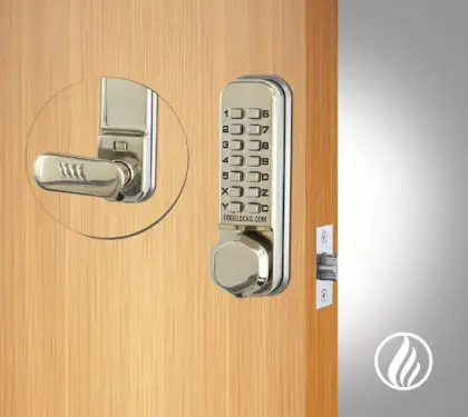 Click Here To Enlarge This Photo Of Codelocks CL255 FIRE RATED Light Duty Mechanical Digital Lock with 60mm Tubular Latch & Hold Open Function - Stainless Steel &lpar;94964&rpar;