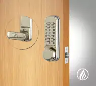 Codelocks CL255 FIRE RATED Light Duty Mechanical Digital Lock with 60mm Tubular Latch & Hold Open Function - Stainless Steel &lpar;94964&rpar;