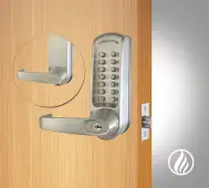 Codelocks CL615 FIRE RATED Heavy Duty Mechanical Digital Lock with 60mm Tubular Latch&comma; Code Free Option & Key Override - Brushed Steel &lpar;97989&rpar;