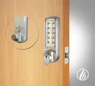 Codelocks CL2255 FIRE RATED Light Duty Electronic Digital Lock with 60mm Tubular Latch & Hold Open Function - Brushed Steel &lpar;99808&rpar;