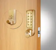 Codelocks CL2255 PB Light Duty Electronic Digital Lock with 60mm Tubular Latch&comma; Hold Open Function & Key Override - Polished Brass